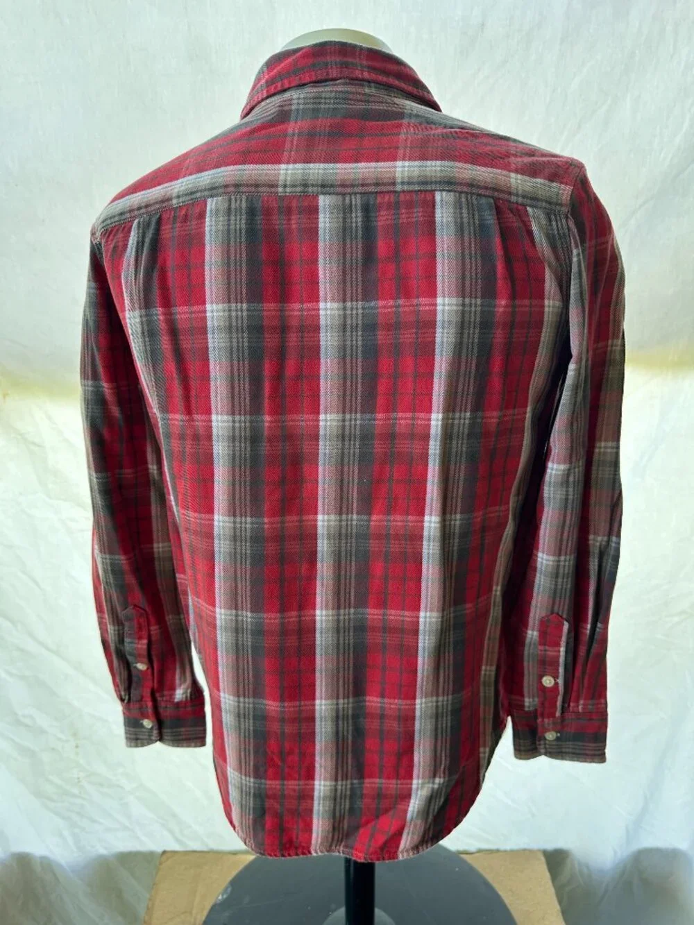 Polo Ralph Lauren Boy's Red Gray White Plaid LS Button Front Shirt L 14-16 Cotto
